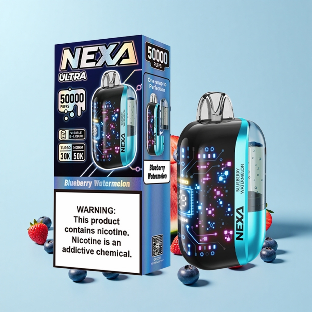 NEXA Ultra 50000 Pūšu 20mL 5% Nikotīns Arbūzu Mellene Tipa-C Uzlāde