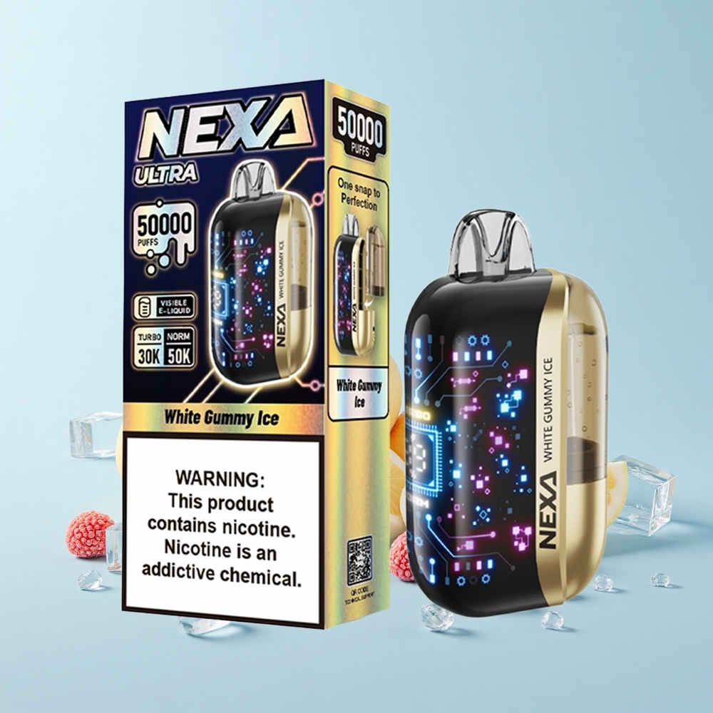 NEXA Ultra 50000 Pūšu Baltā Gumijas Ledus 20mL 800mAh 5% 0.9ohm