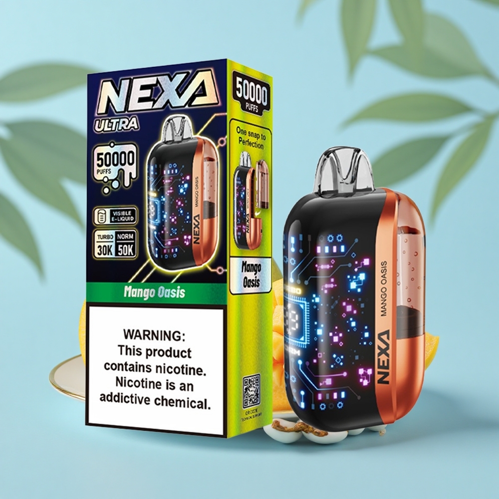 NEXA Ultra 50K 20mL 800mAh 5% 0.9ohm Mango Oāze 3D ekrāns Type-C