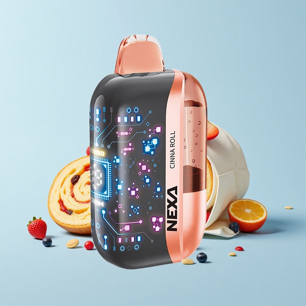 NEXA Ultra 50K 50000 Iekšā Ielikts 20mL 800mAh 5% Nikotīna Cinna Roll 0.9ohm 3D Ekrāns Type-C
