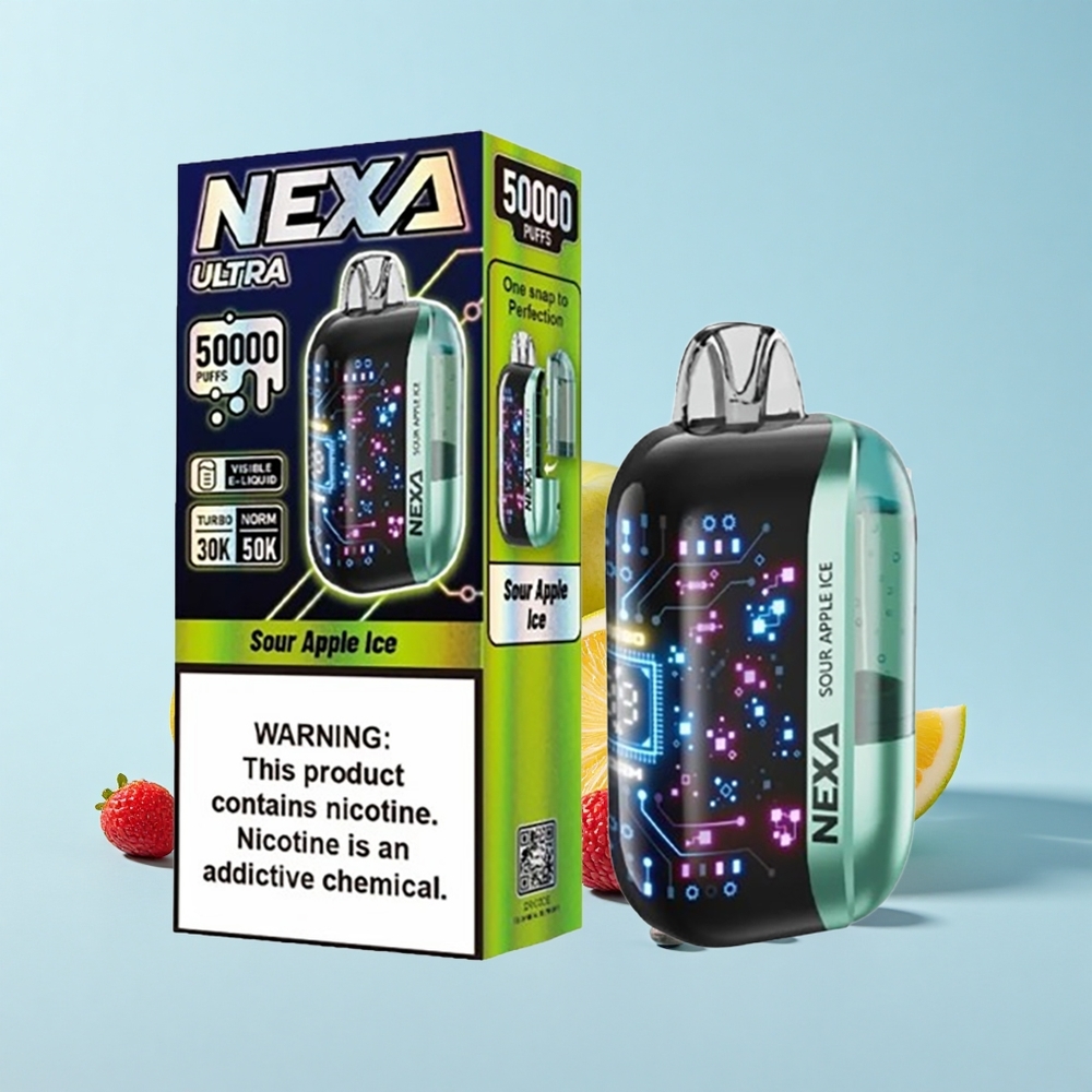 NEXA Ultra 50K 50Tūkstoš Iesūkšanās Skābā ābolā Ledus 20mL 800mAh 5% 0.9Ω