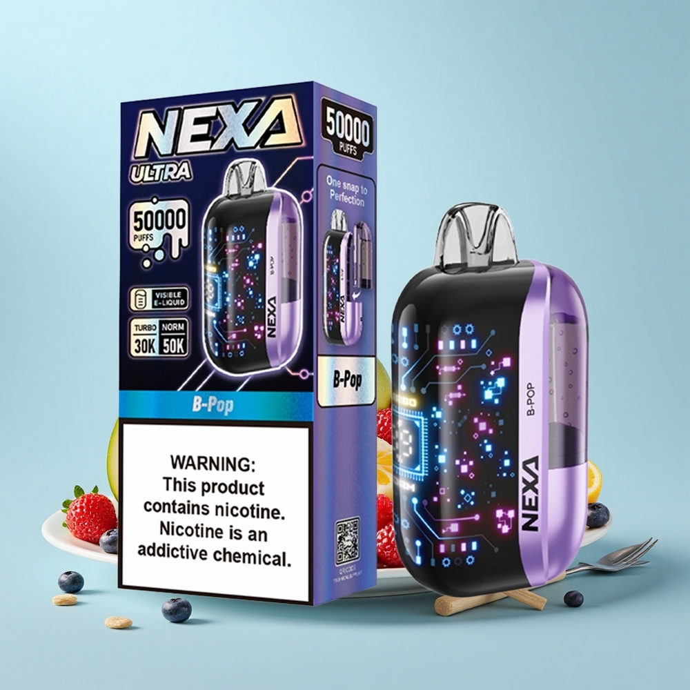 NEXA Ultra B-Pop 50000 Pūšu 20mL 800mAh 5% Nikotīns 0.9ohm Tipa-C