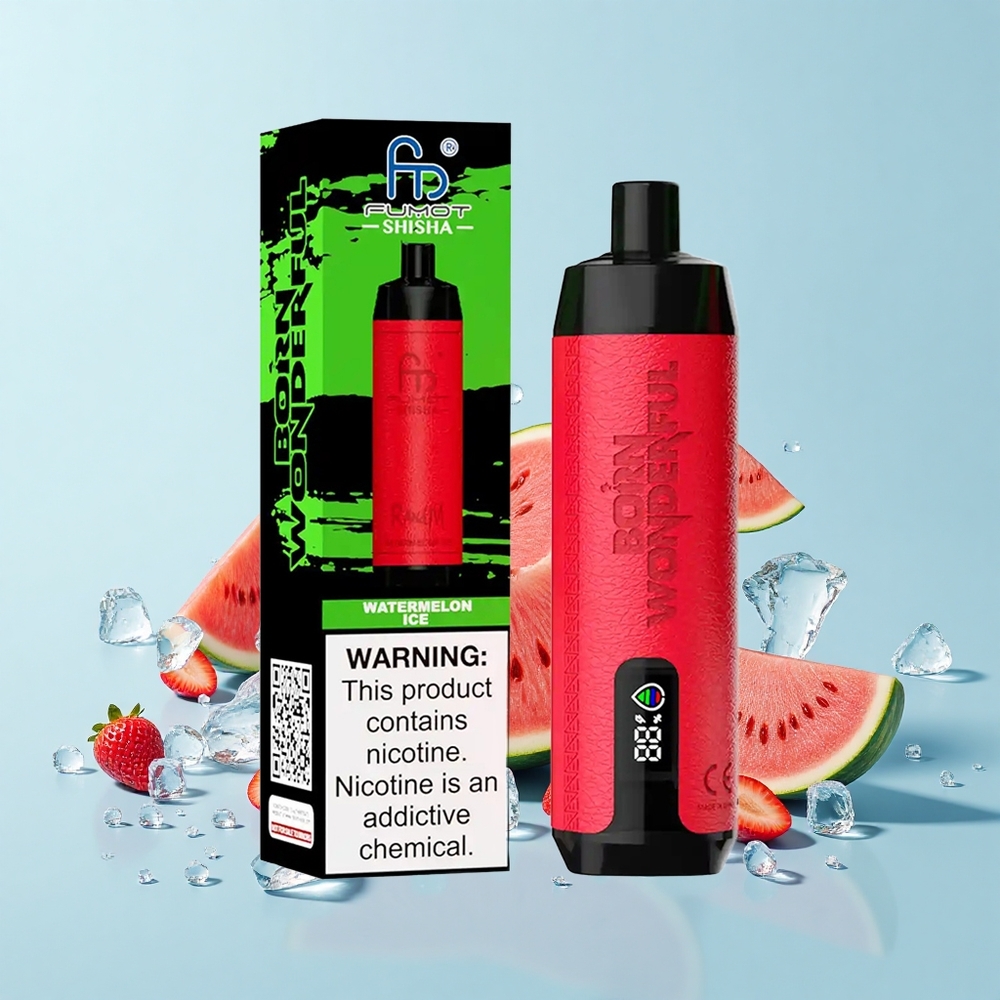 RandM Fumot Shisha 10000 Iesūkieni Vienreizējās Lietošanas Vape Arbūza Ledus LED Indikators 18mL 850mAh 0.6ohm Type-C 0.5% Nikotīns