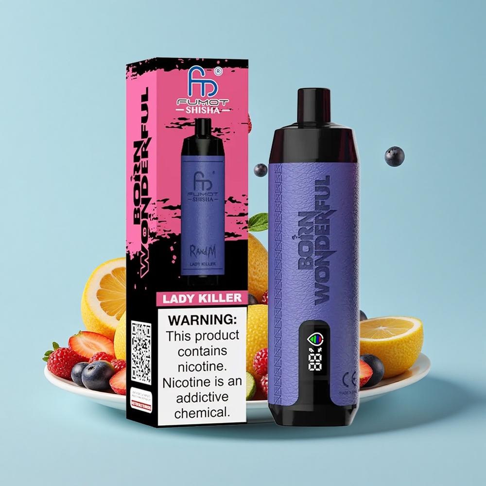 RandM Fumot Shisha 10000 Pūšanas LED Indikators 18mL e-šķidrums 0.5% Nikotīna Lady Killer