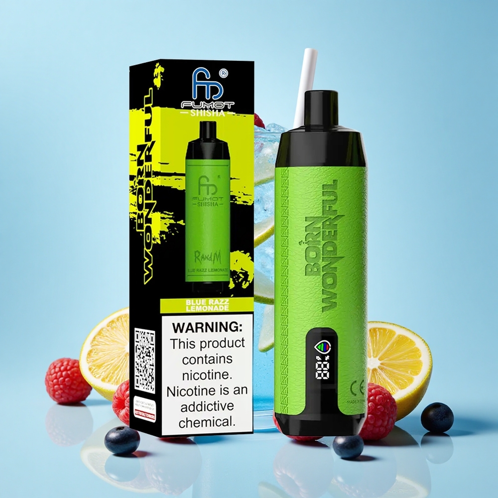RandM Fumot Shisha 10000 Pūti Zilā Aveņu Limonāde LED 18mL 850mAh 0,6ohm
