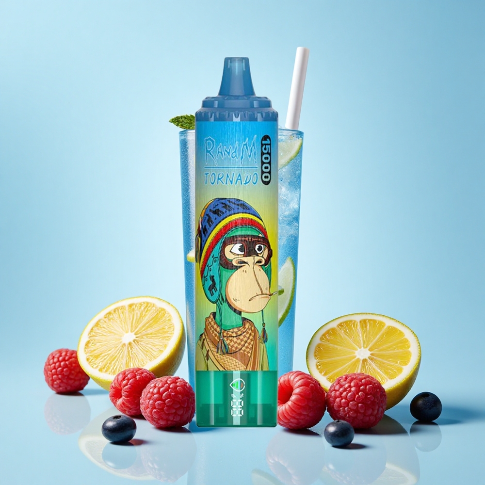 RandM Fumot Tornado 15000 Ielejas Zilā Aveņu Limonāde 25mL 850mAh 0.9Ω