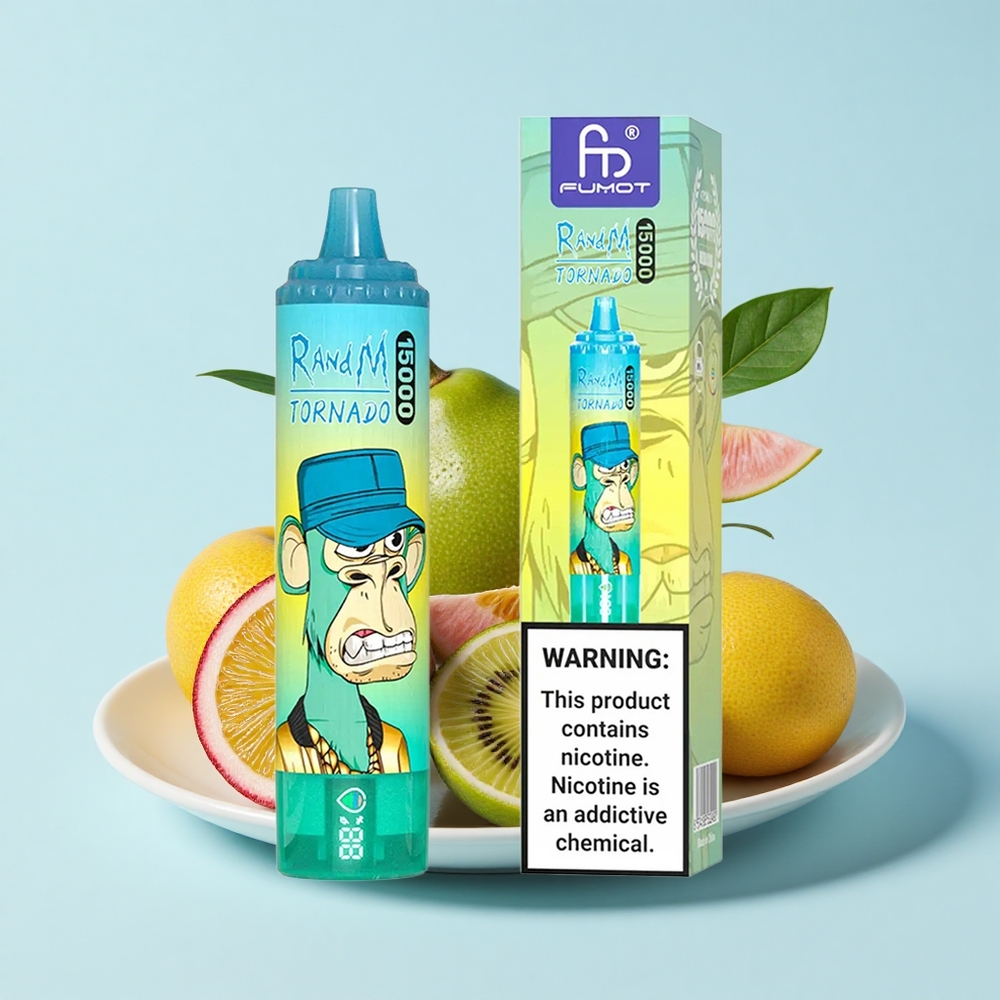 RandM Fumot Tornado 15000 Pūšas Vienreizējās Lietošanas Vape Kivi Pasiflora Guava 25mL 850mAh 0.9Ω Mesh Type-C LCD