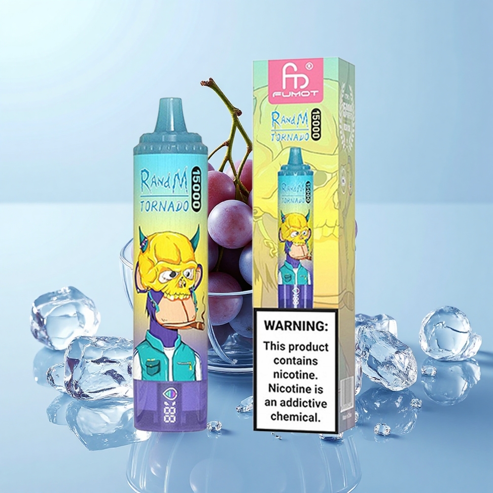 RandM Fumot Tornado 15000 Pūšas Vienreizējās Lietošanas Vape Vīnogu Ledus 25mL 850mAh Mesh 0.9 Ohm