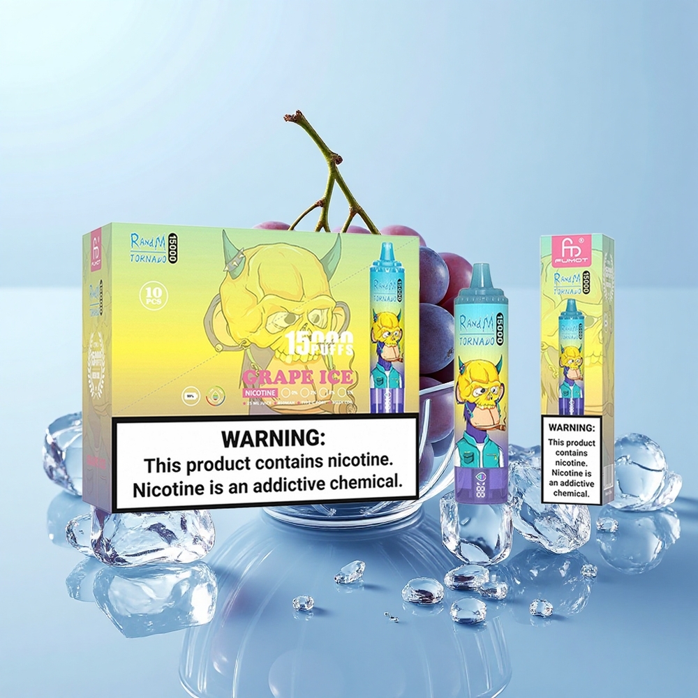 RandM Fumot Tornado 15000 Pūšas Vienreizējās Lietošanas Vape Vīnogu Ledus 25mL 850mAh Mesh 0.9 Ohm