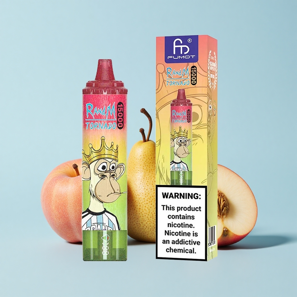 RandM Fumot Tornado 15000 Pūšas Vienreizējās Lietošanas Vape Ābols Persiks Bumbieris 25mL 850mAh Mesh 0.9 Ohm USB-C LCD