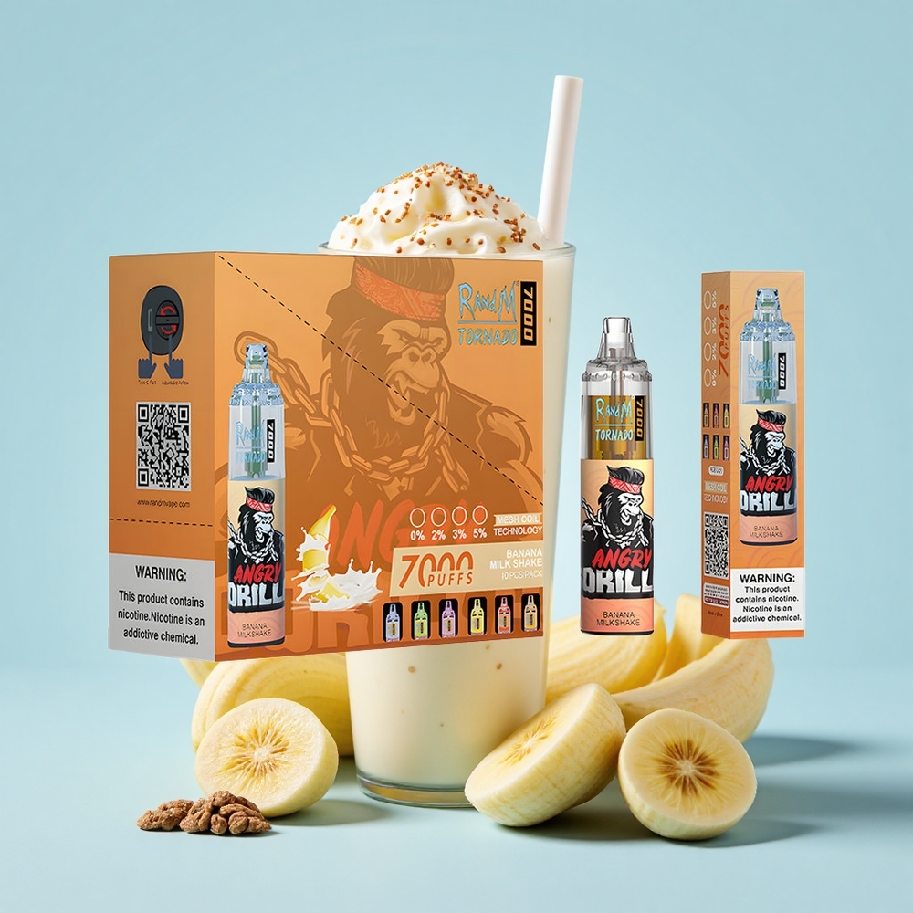 RandM Fumot Tornado 7000 Pūšanas Banānu Milkshake 14mL 850mAh RGB Gaisma