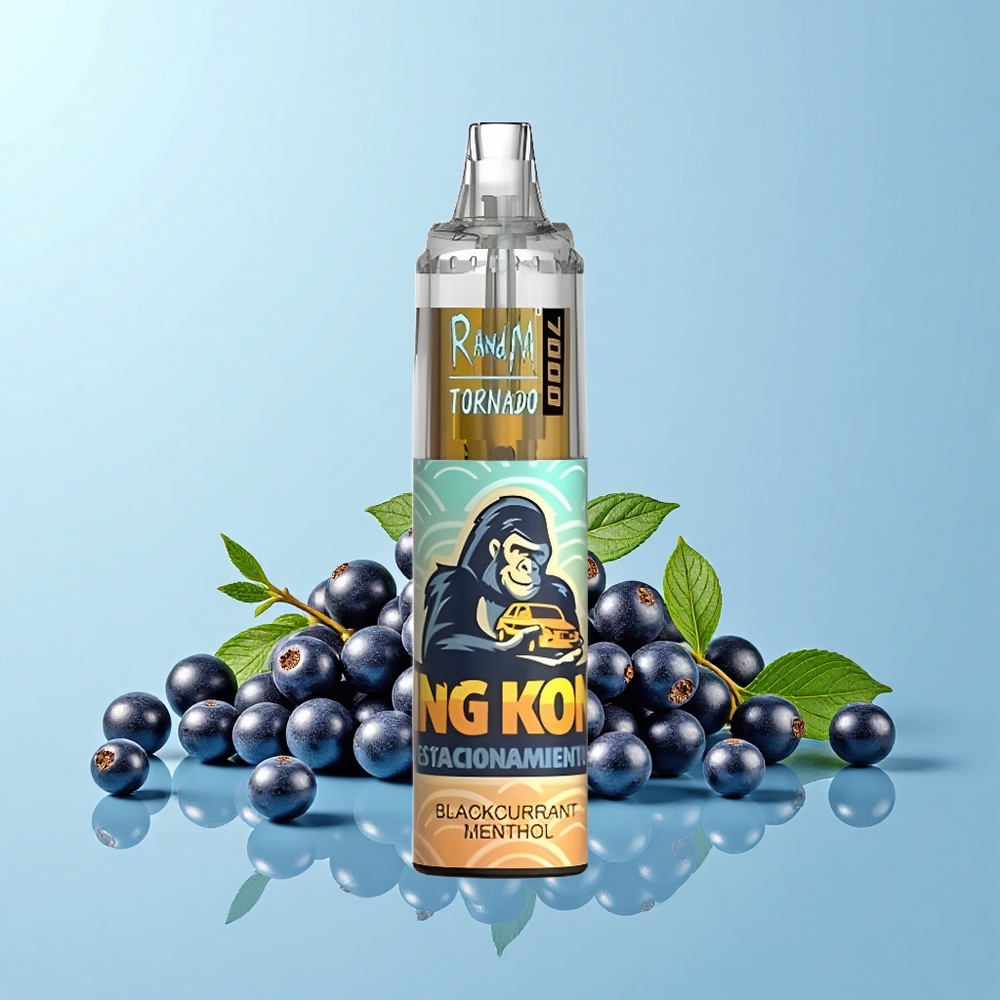 RandM Fumot Tornado 7000 Pūšas Melnais Ribes Menta 14mL 850mAh Mēstītis Gaisma
