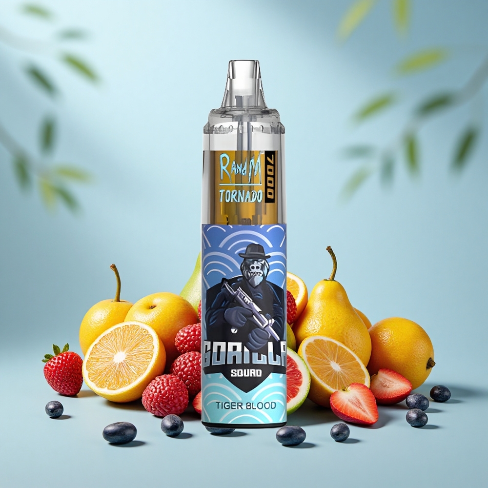RandM Fumot Tornado 7000 Pūšas Vienreizējās Lietošanas Vape Tīģera Asinis 14mL 850mAh Mērķtīkls RGB Gaisma 0-5% Nikotīns Gaisa-Regulējams