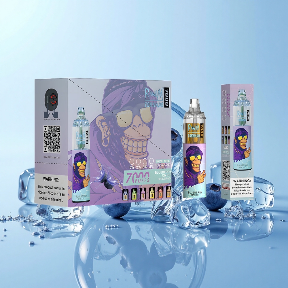 RandM Fumot Tornado 7000 Pūti Zemenes Ledū RGB Gaismas 14mL 850mAh