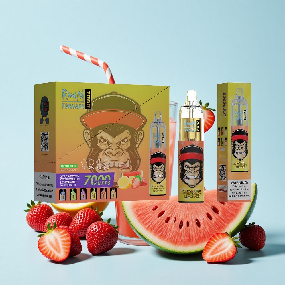 RandM Fumot Tornado 7000 Pūšu Zemeņu Arbūzu Limonāde 14mL 850mAh RGB Gaisma