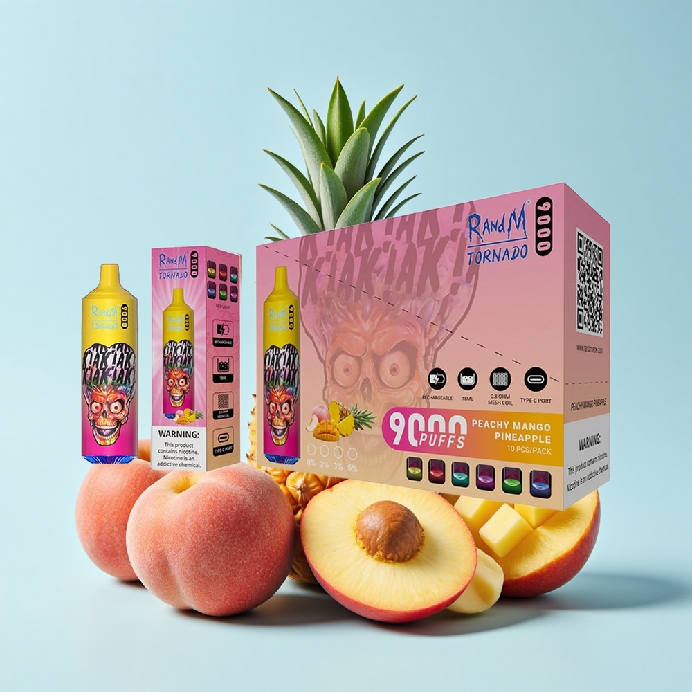 RandM Fumot Tornado 9000 Pūšas Persiku Mango Ananāss 850mAh 18mL RGB