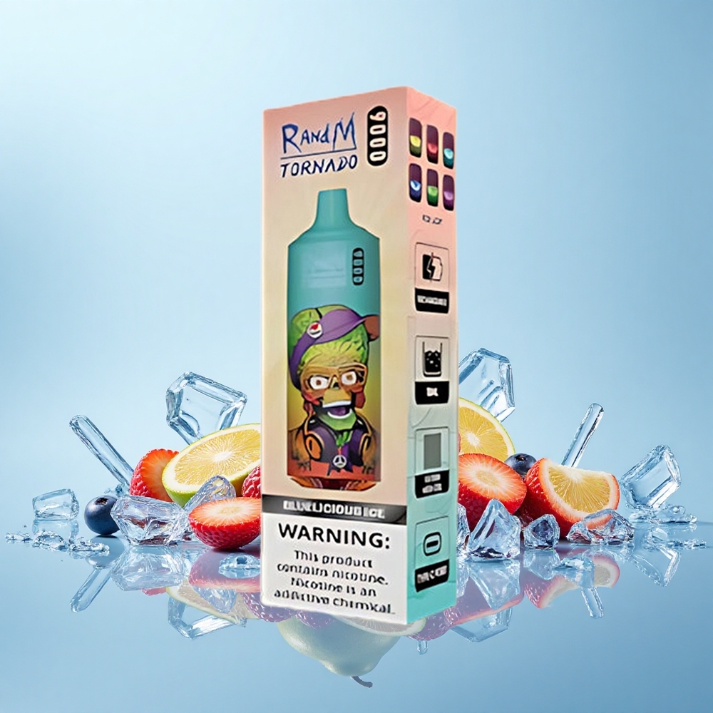 RandM Fumot Tornado 9000 Pūšas Zilā Ledus 850 mAh 18 mL RGB 54 Garšas