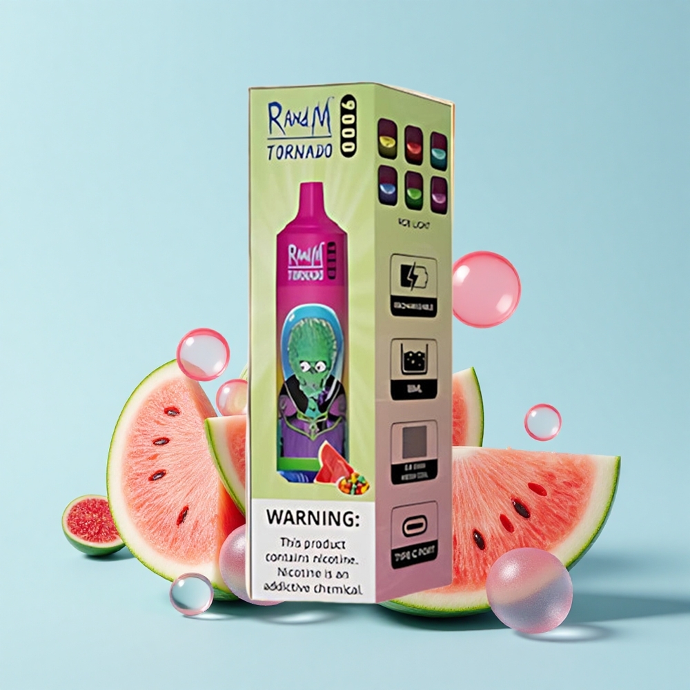 RandM Fumot Tornado 9000 Pūfi Arbūza Burbuļu Gumija 850mAh 18mL RGB