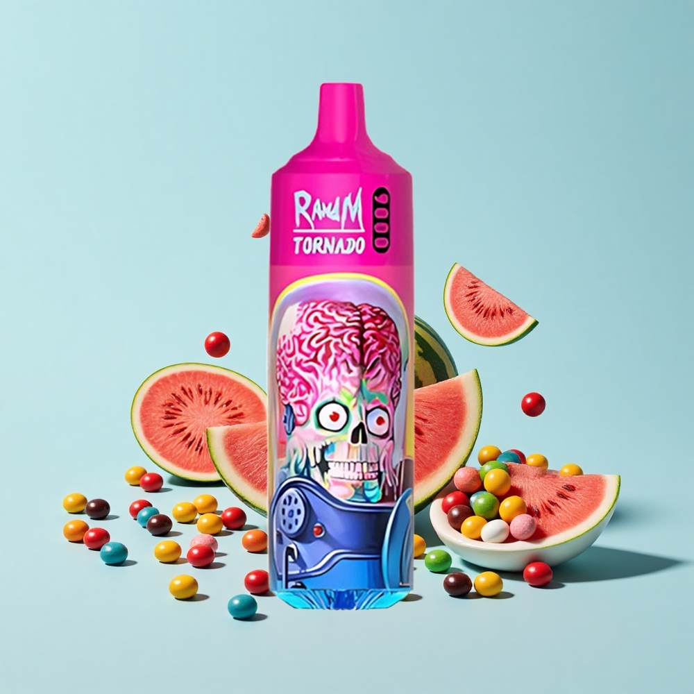 RandM Fumot Tornado 9000 Pūšu Arbūzu Skittles 850mAh 18mL Mesh RGB