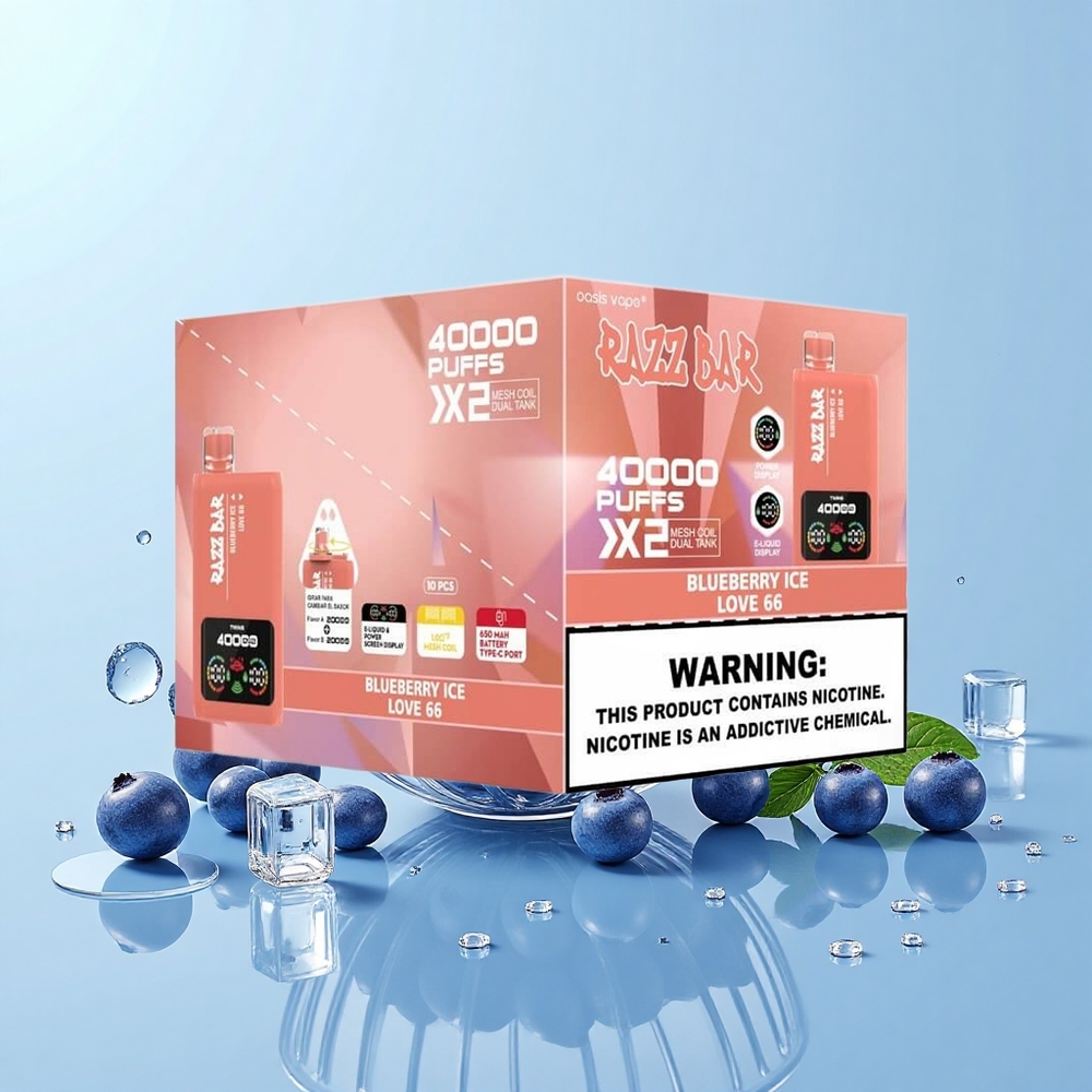 Razz Bar 40000 Pūši Vienreizējās Lietošanas Vape Melleņu Ledus_Mīlestība 66 1.0Ω2 Tīkls Spole 650 mAh Type-C 2%5% Nikotīns