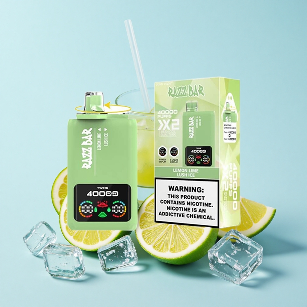 Razz Bar 40000 Pūšu Vienreizējās Lietošanas Vape Citronu Laims_Lush Ice 1.0-2 Mesh Coil 650 mAh Type-C 2%5% Nikotīns