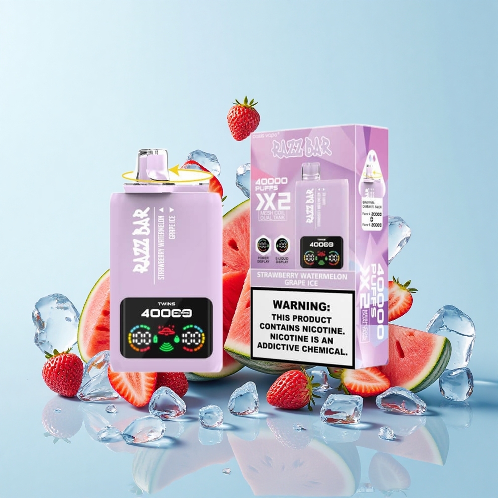 Razz Bar 40000 Pūšu Vienreizējās Lietošanas Vape Zemeņu Arbūzs_Vīnogu Ledus 1.0-2 Coil 650mAh Type-C 2% 5%