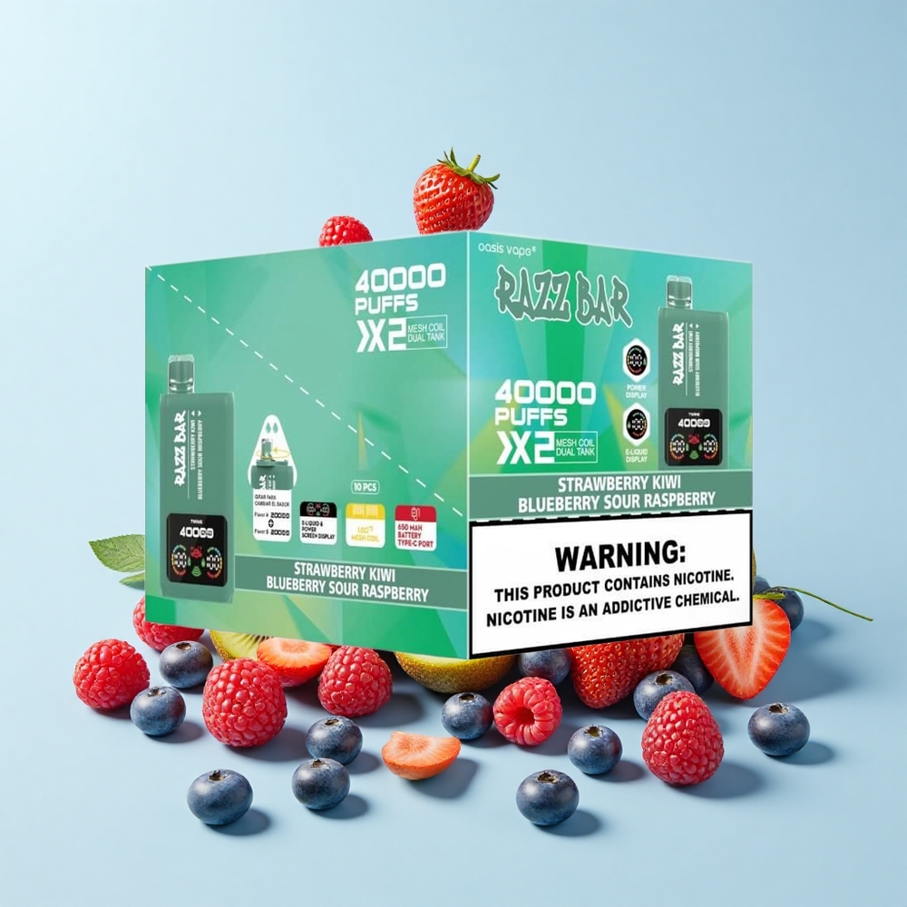 Razz Bar 40000 Pūšu Vienreizējās Lietošanas Vape Zemeņu, Kivi, Melleņu, Skābo Aveņu