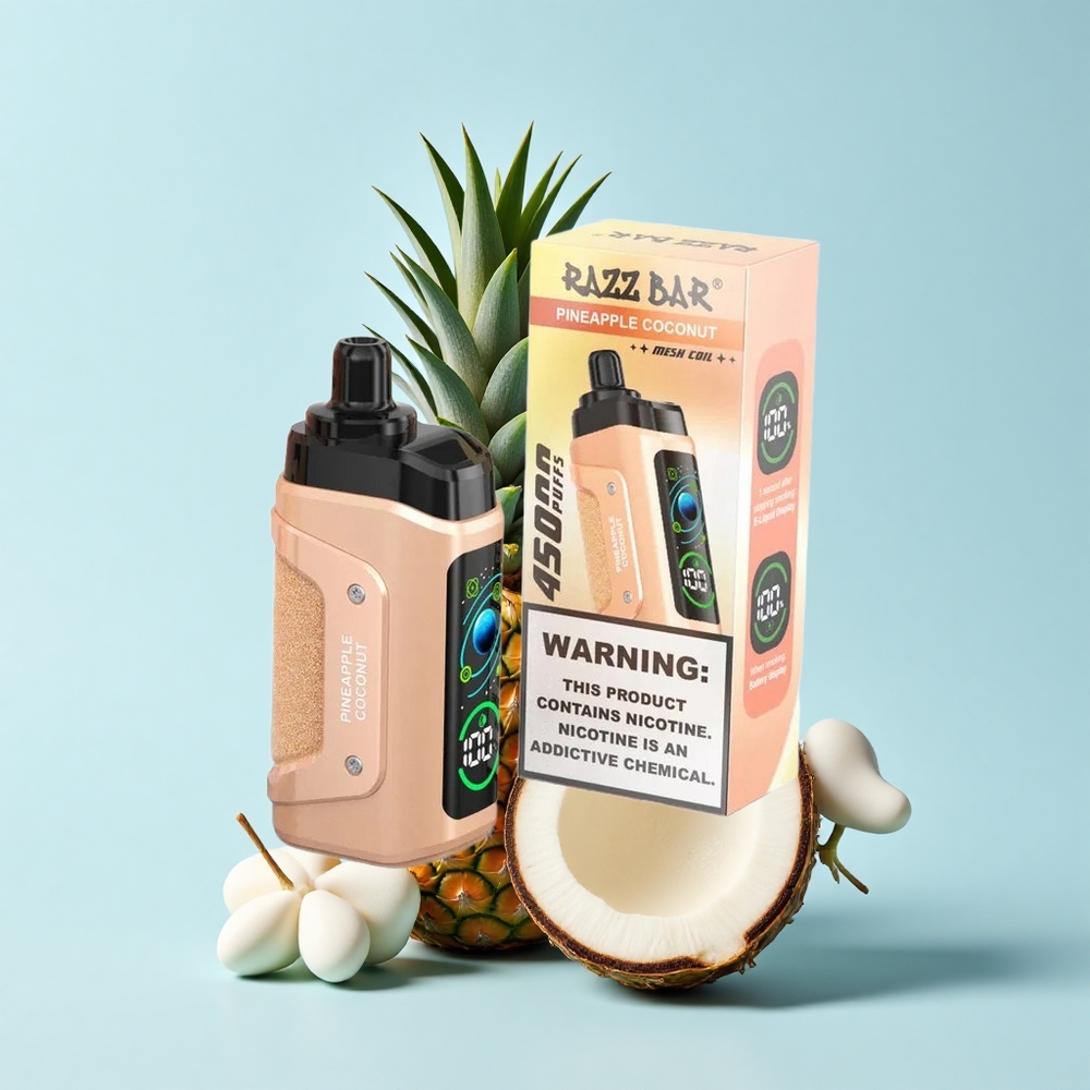 Razz Bar 45000 Pūšanas Vienreizējās Lietošanas Vape Ananāsu Kokosrieksts 1.0 Ohm Mesh Coil Type-C