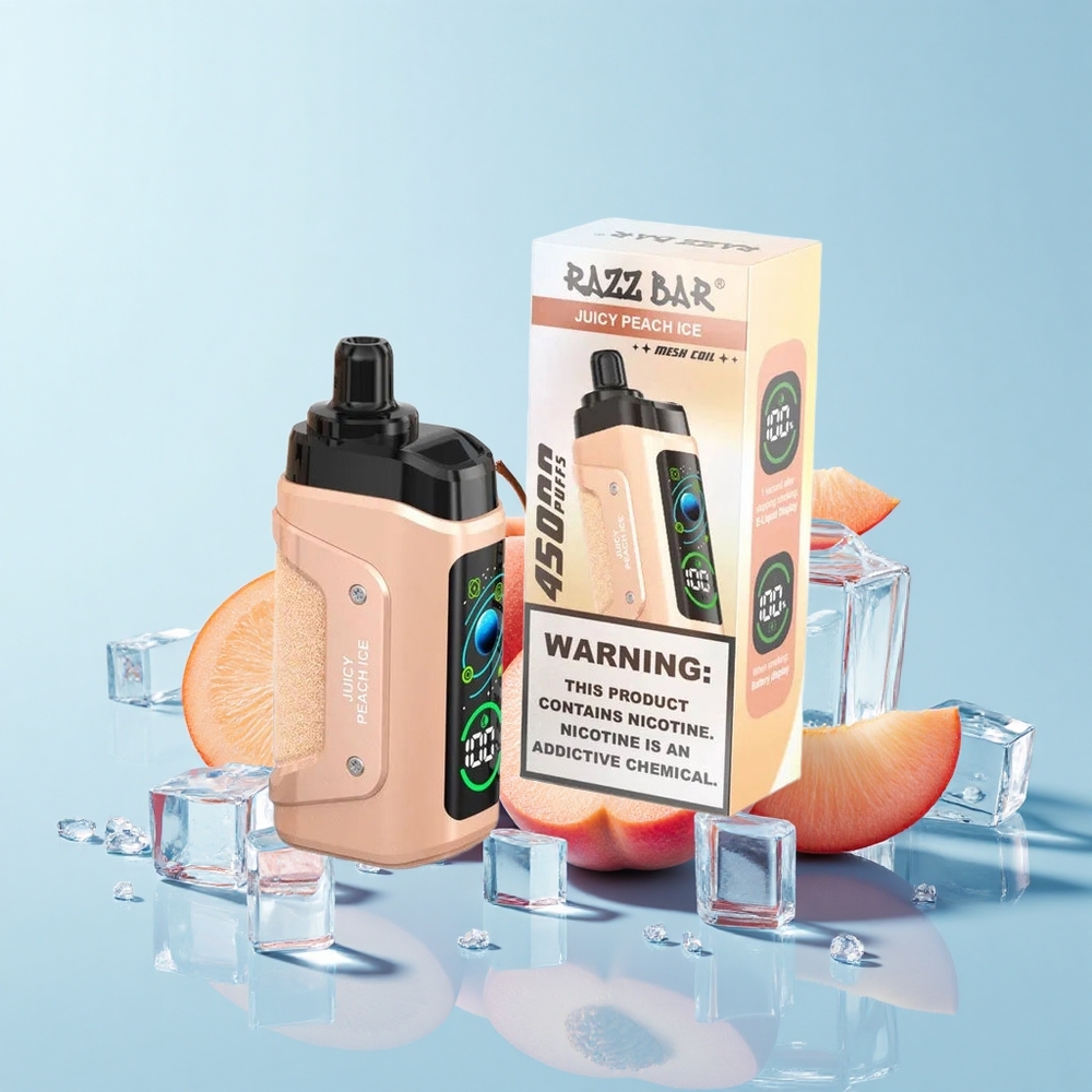 Razz Bar 45000 Pūsti Vienreizējās Lietošanas Vape Dzidrs Persiku Ledus
