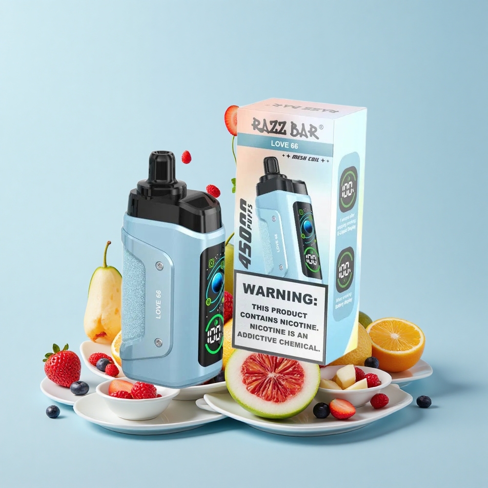Razz Bar 45000 Pūšu Vienreizējās Lietošanas Vape Mīlestība 66 1.0 Ohm Mežs Spole 650 mAh Batterija 20 mg/mL Nikotīns