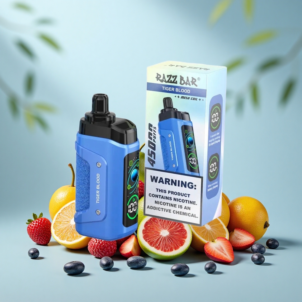Razz Bar 45000 Puffs Vienreizējās Lietošanas Vape Tīģera Asinis 1.0 Ohm Mesh Coil Adjustable Airflow 650mAh