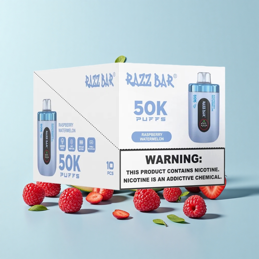 Razz Bar 50K Puffs Avenupeņu Arbūzs Vienreizējais Vape 1.0 Ohm 650mAh