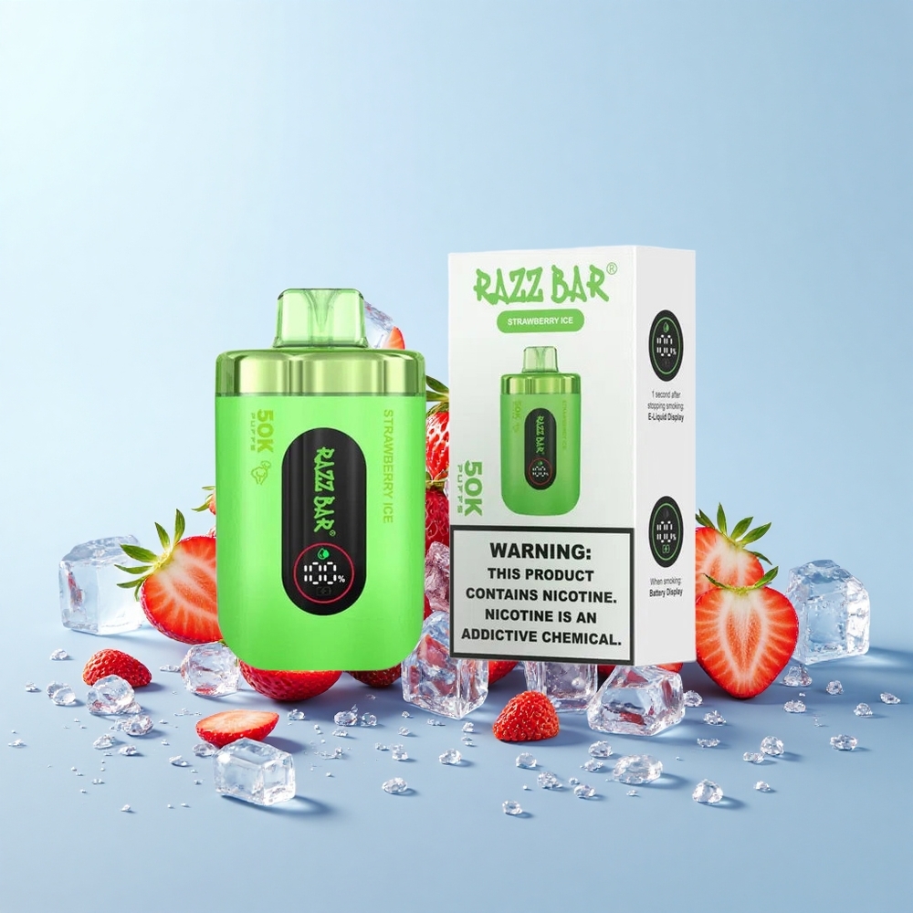 Razz Bar 50K Puffs Vienreizējās Lietošanas Vape Zemenes Ledus 50000 Iekšpūšu 1.0 Ohm 650mAh