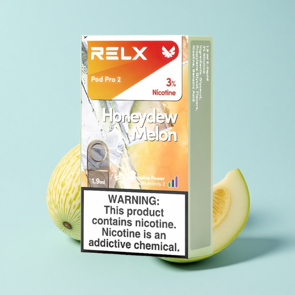Relx Pod Pro 2 600 Pūti Melona Medus 3% Nikotīns 1.9mL 3 Režīmi