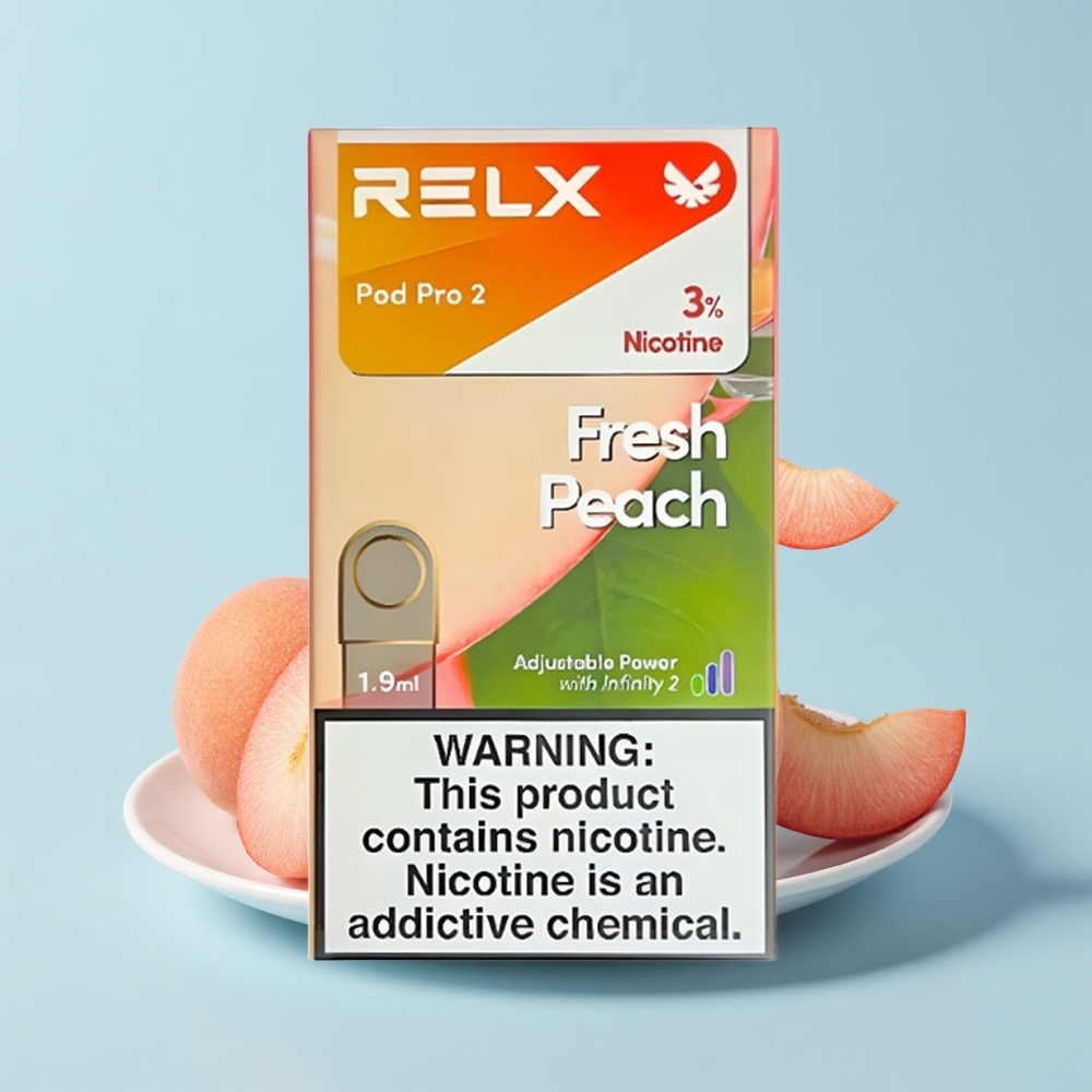 Relx Pod Pro 2 600 Pūti Svaigi Persiku 3% Nikotīna 1.9mL 3 Režīmi