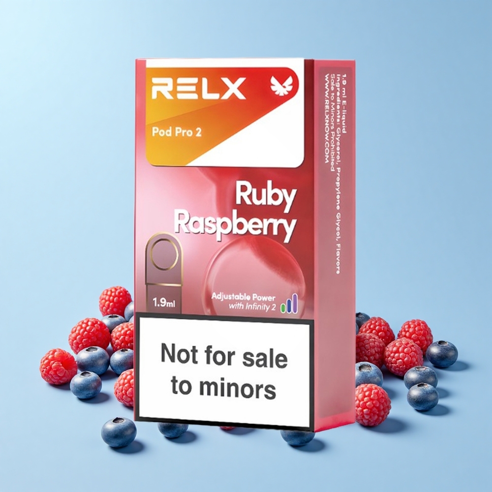 Relx Pod Pro 2 600 Pūti Zilā Aveņu 0% Nikotīna 1.9mL 3 Režīmi