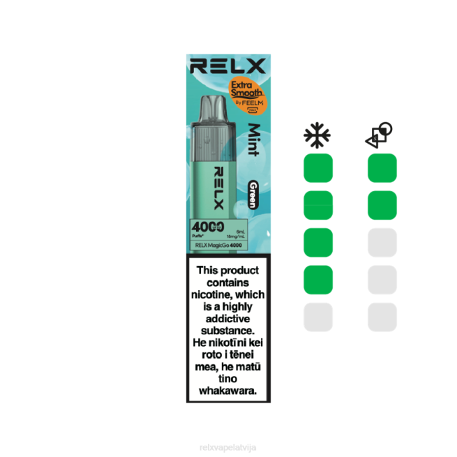 RELX Vape Pods | piparmētra (zaļa) RELX MagicGo 4000 vienreizējās lietošanas vape 2Z064